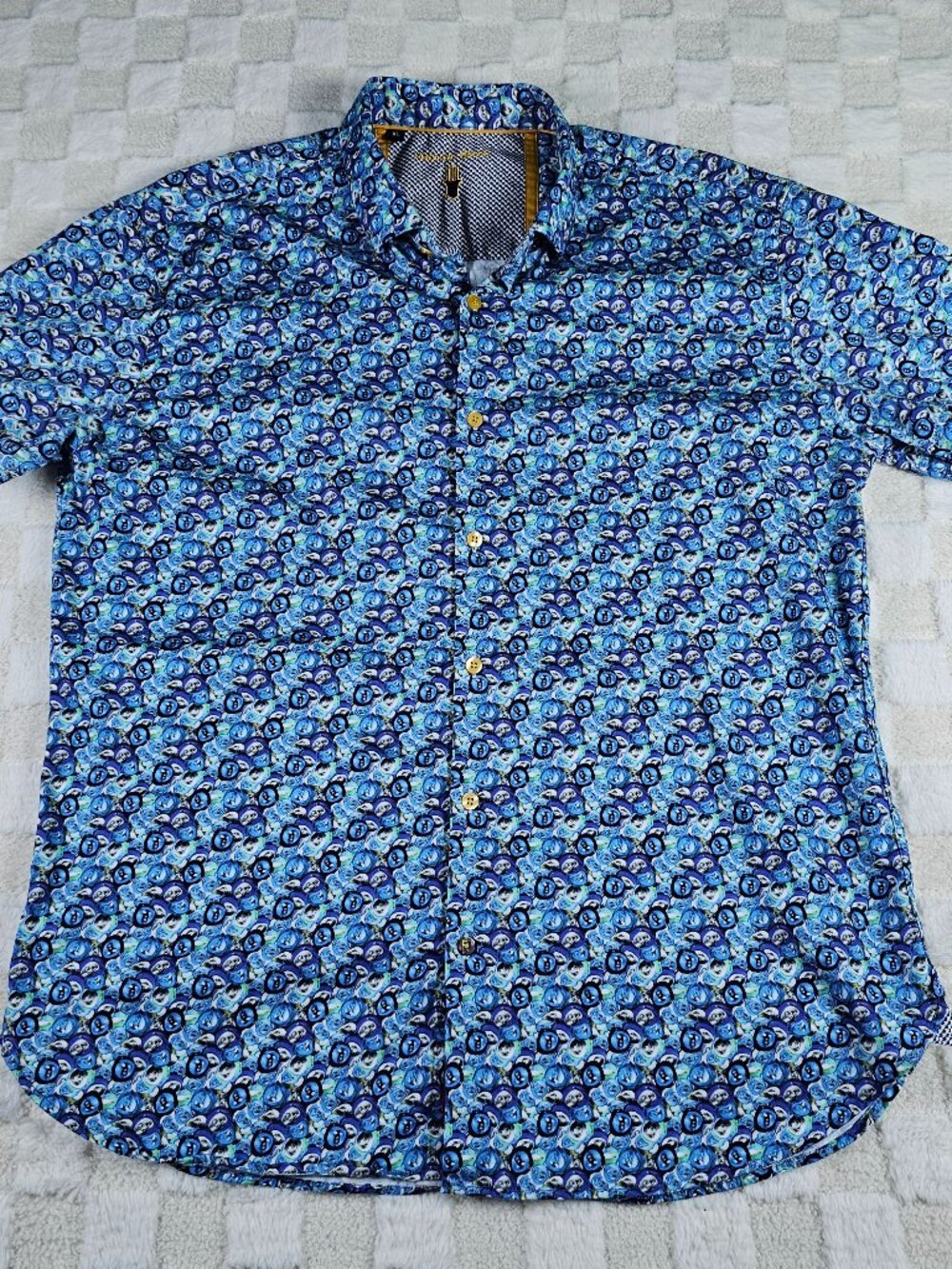 Visconti Black Shirt Mens XL Blue Cans Luxury Button Front Sport Woven